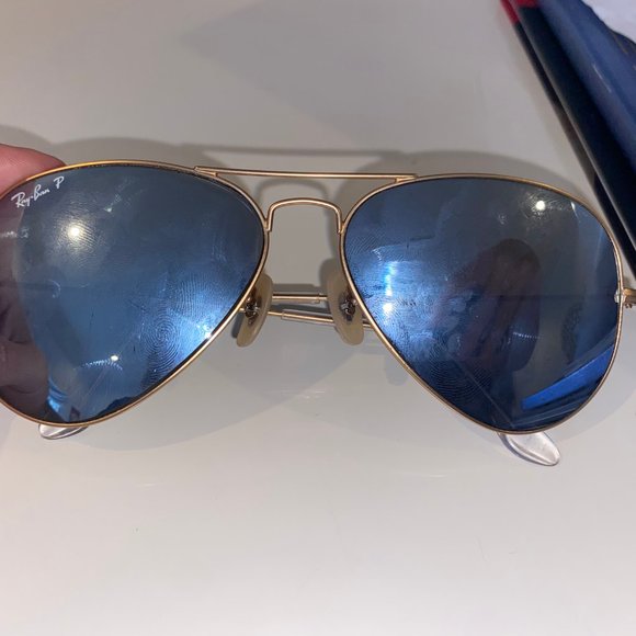Blue/ Grey Reflective Aviator Ray Bans - Picture 3 of 8
